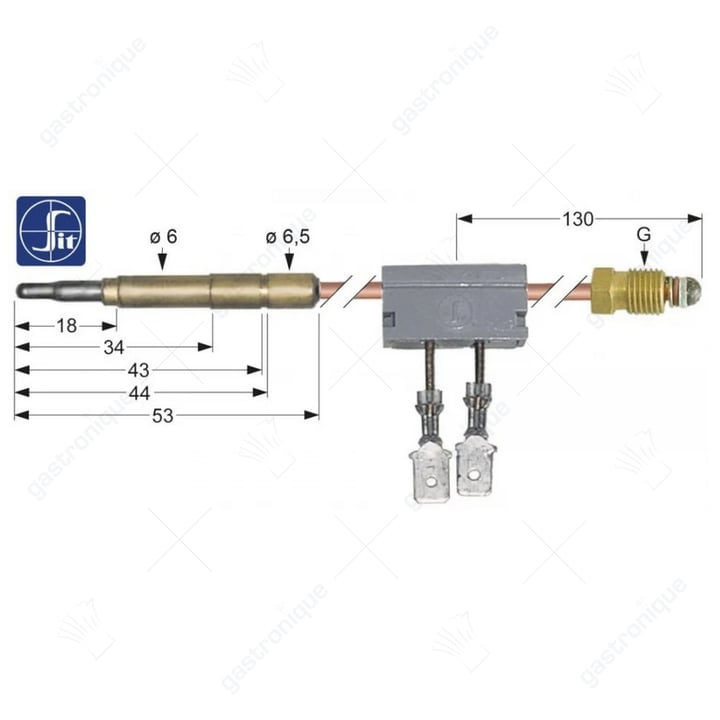 thermokoppel SIT met onderbreker M9x1 L 600mm steekhuls ø6,0mm F 6,3mm