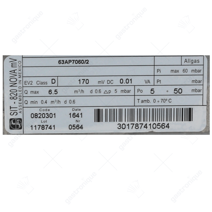 gasregelventiel NOVA 820 SIT serie 0,17V gasingang 1/2" gasuitgang 1/2" thermoelementaansluiting M9x1