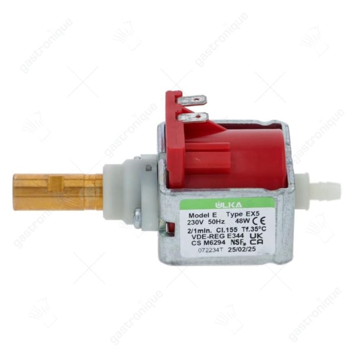 Vibriatiepomp type EX 5 50Hz 48W 230V ingang ø 6 uitgang ø 1/8" ID koper L 123mm vlakafdichtend