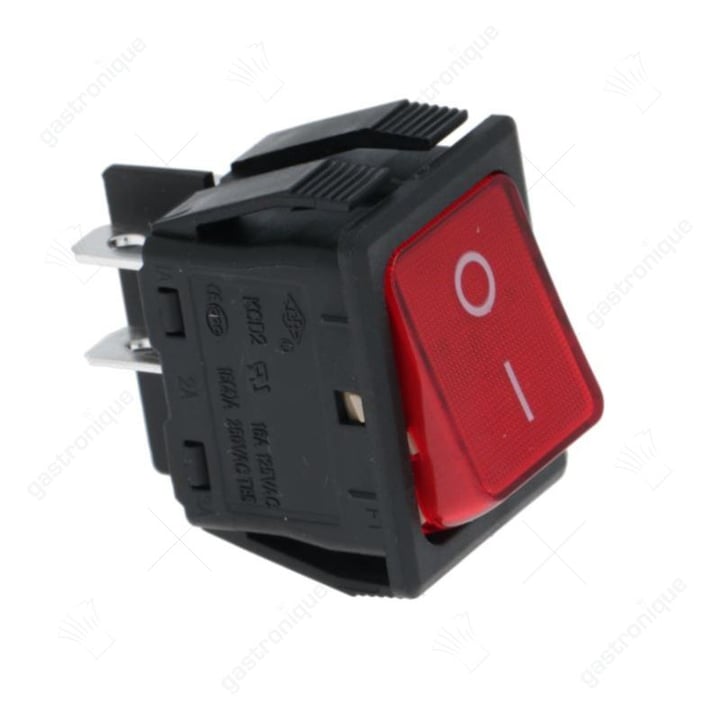 drukschakelaar 2 polig rood 16a 250v 22x30 mm