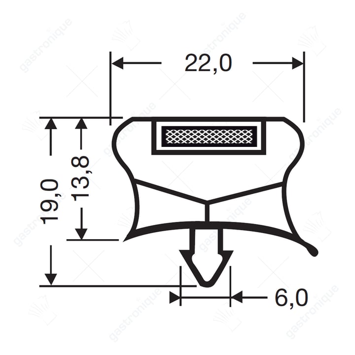 Koeldeurrubber Profile 9794 L1:283; L2:390; Steekmaat